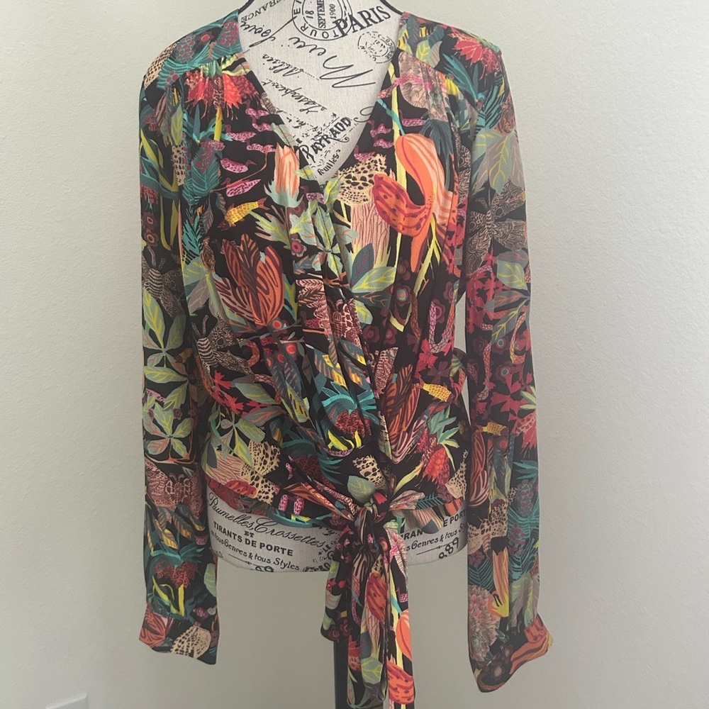 Floral Wrap Blouse - Multicolor